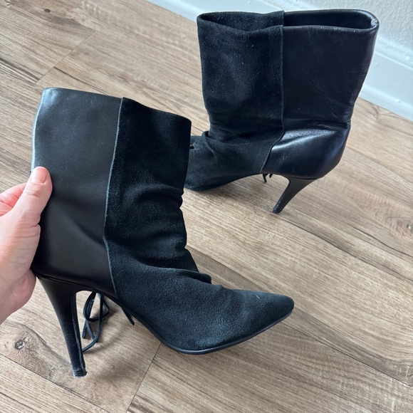 Raye black fringe pointed toe ankle boots suede leather size 38 - Picture 3 of 8